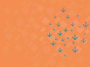 Download-Center: Petrolfarbene Pfeile auf orangenem Hintergrund