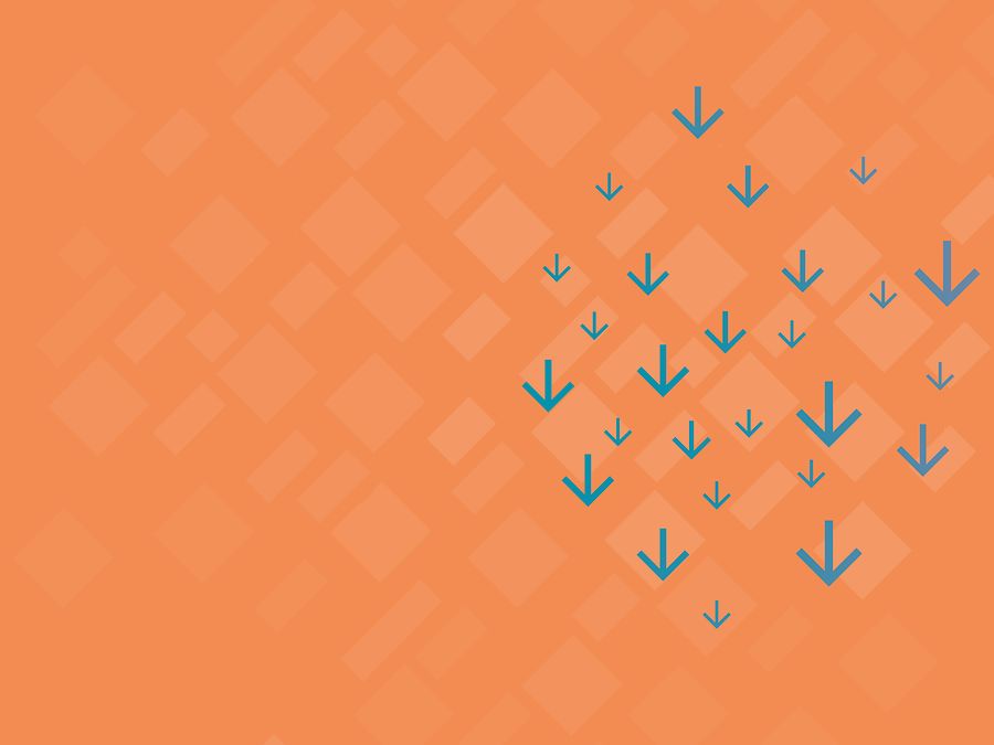 Download-Center: Petrolfarbene Pfeile auf orangenem Hintergrund